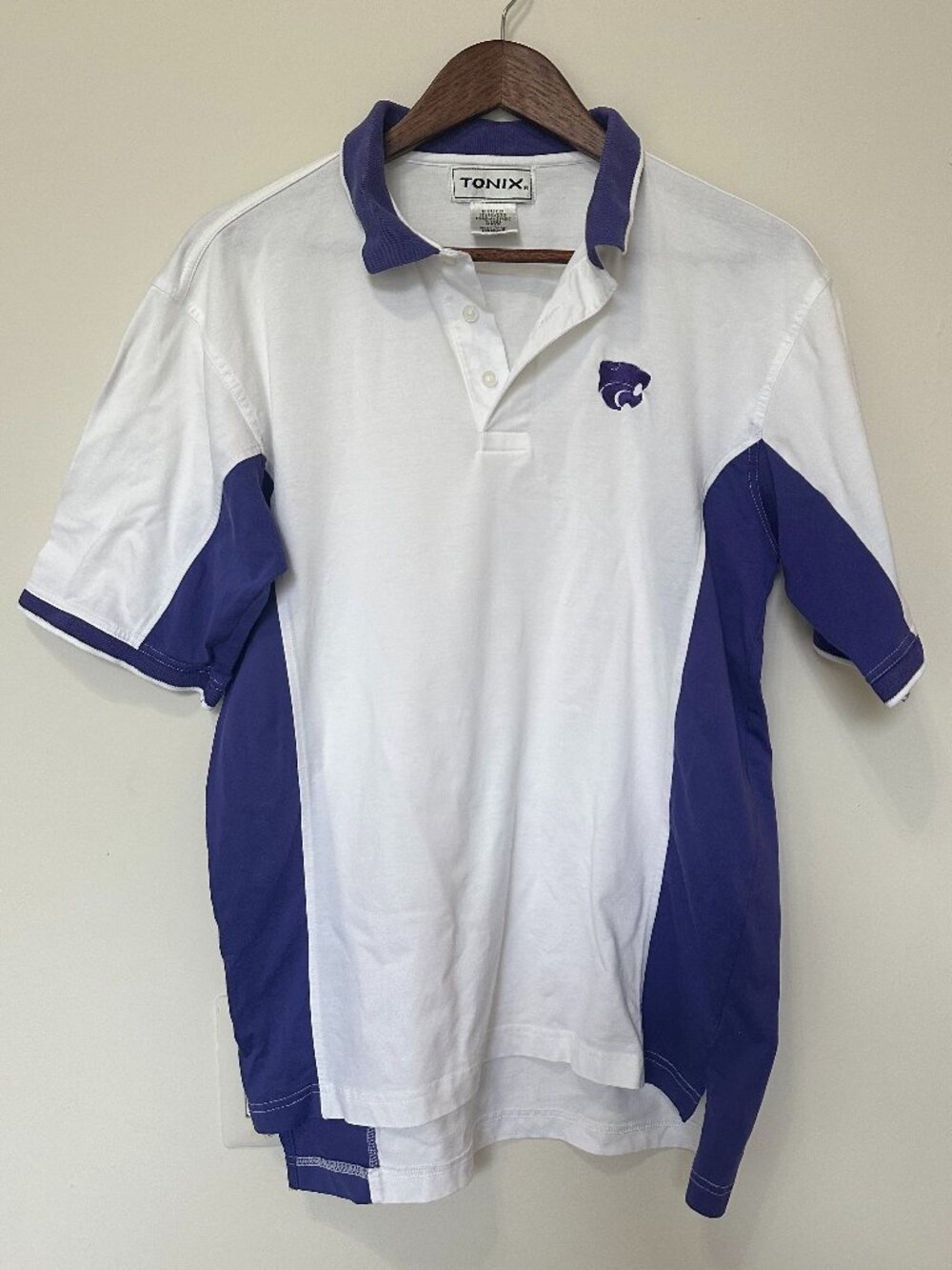 💜Vintage Tonix K-State Wildcats Colorblock Embroidered Polo Shirt M💜